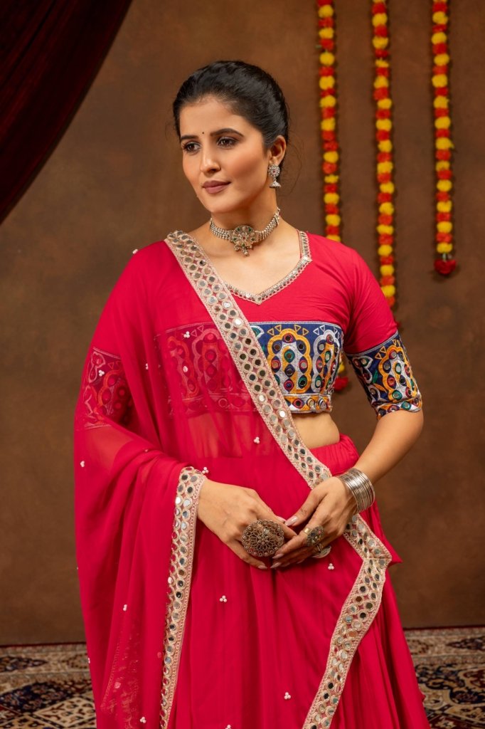Royal Rani Pink & Blue Mirror Work Lehenga Choli