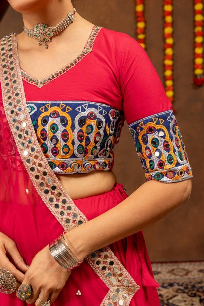 Royal Rani Pink & Blue Mirror Work Lehenga Choli