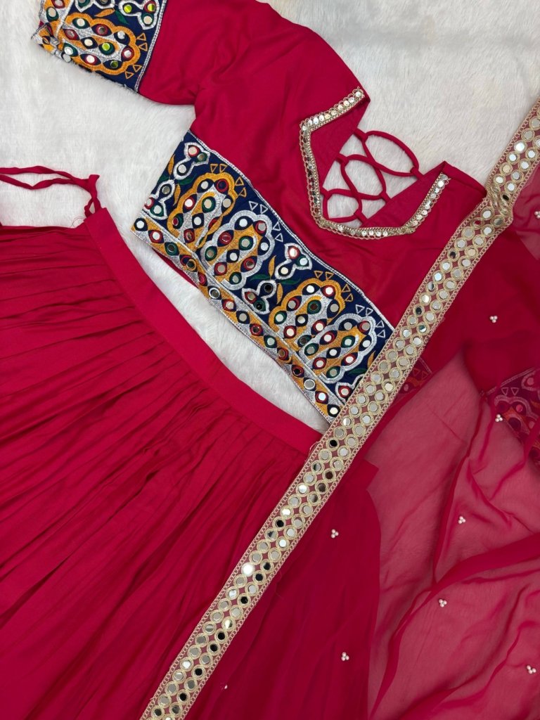 Royal Rani Pink & Blue Mirror Work Lehenga Choli