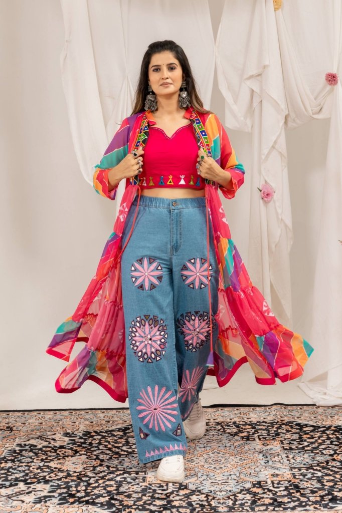 Rangoli Bloom Multicolor Embroidered Kurta Set
