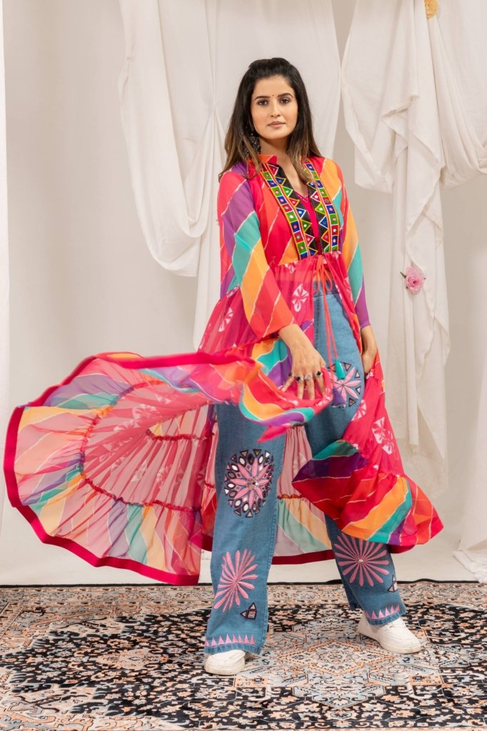 Rangoli Bloom Multicolor Embroidered Kurta Set