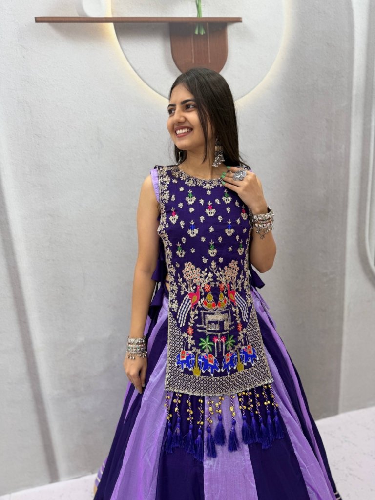 Elegant Peacock Embroidery Designer Lehenga Set