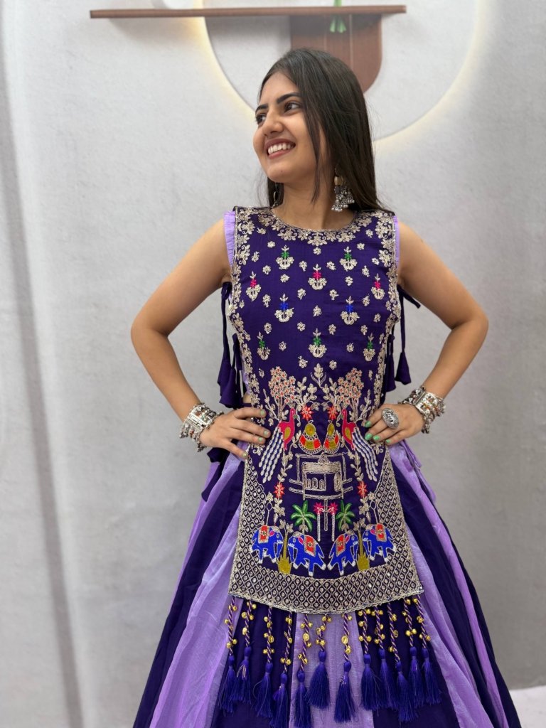 Elegant Peacock Embroidery Designer Lehenga Set