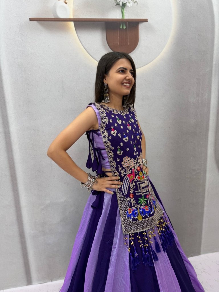 Elegant Peacock Embroidery Designer Lehenga Set