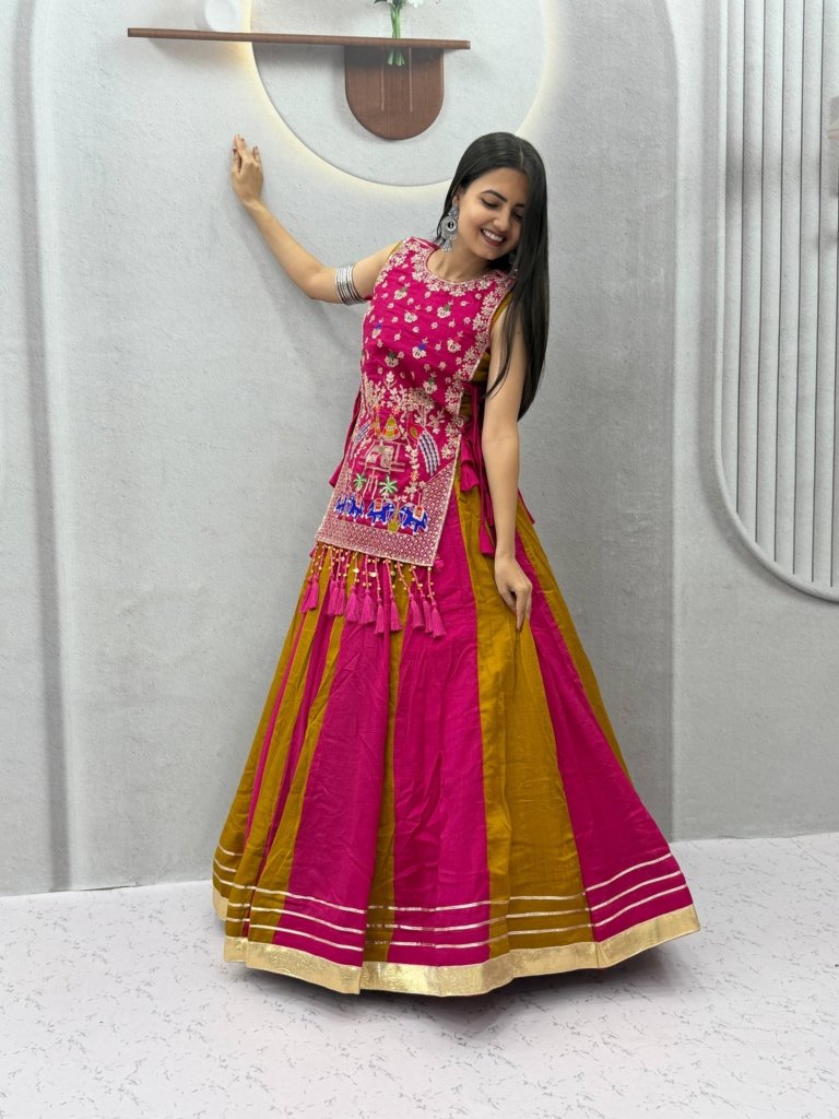 Elegant Peacock Embroidery Designer Lehenga Set