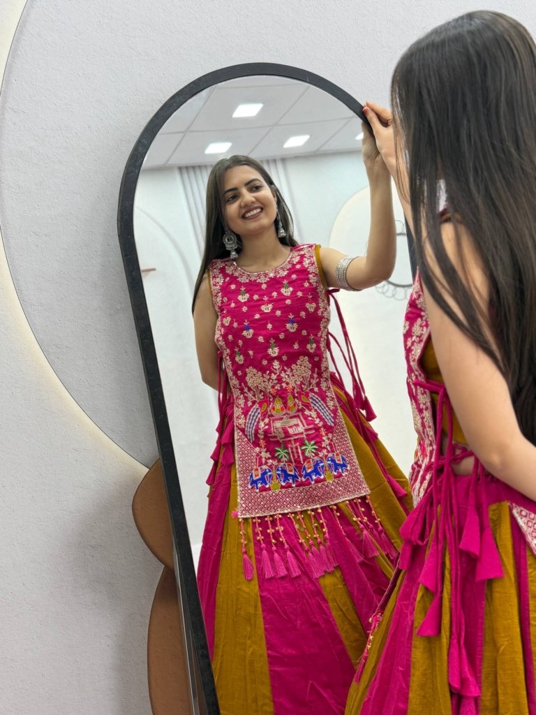 Elegant Peacock Embroidery Designer Lehenga Set