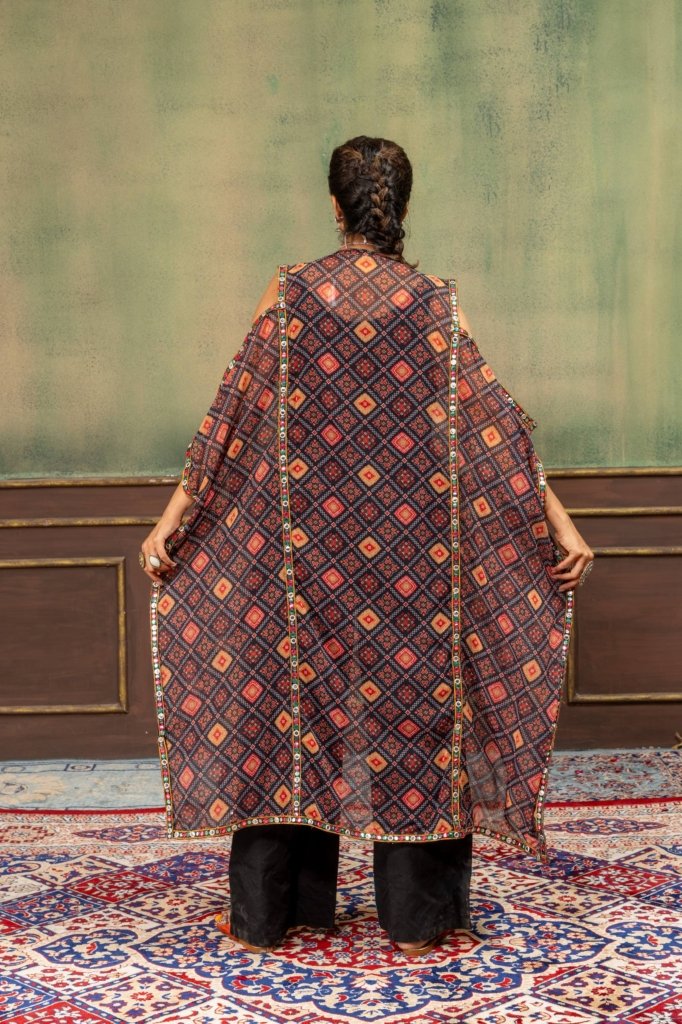 Royal Mirror Work Cape Style Ethnic Co-Ord Set