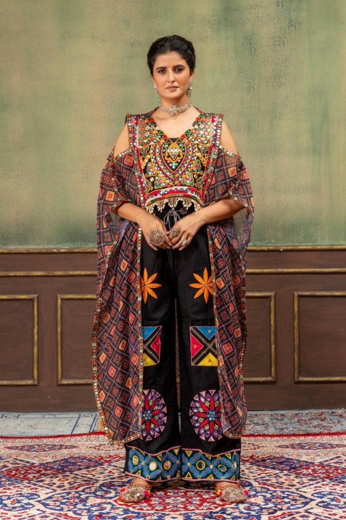 Royal Mirror Work Cape Style Ethnic Co-Ord Set