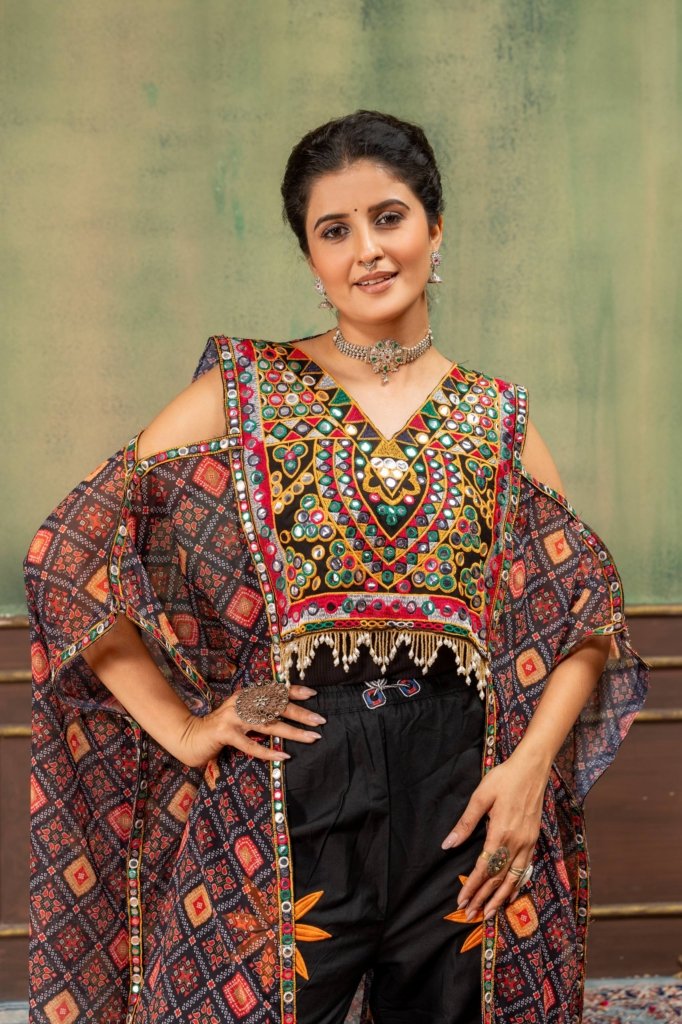 Royal Mirror Work Cape Style Ethnic Co-Ord Set