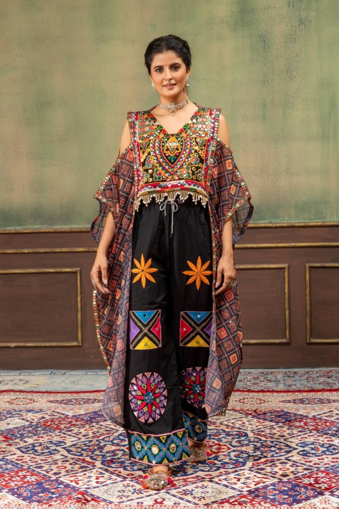 Royal Mirror Work Cape Style Ethnic Co-Ord Set