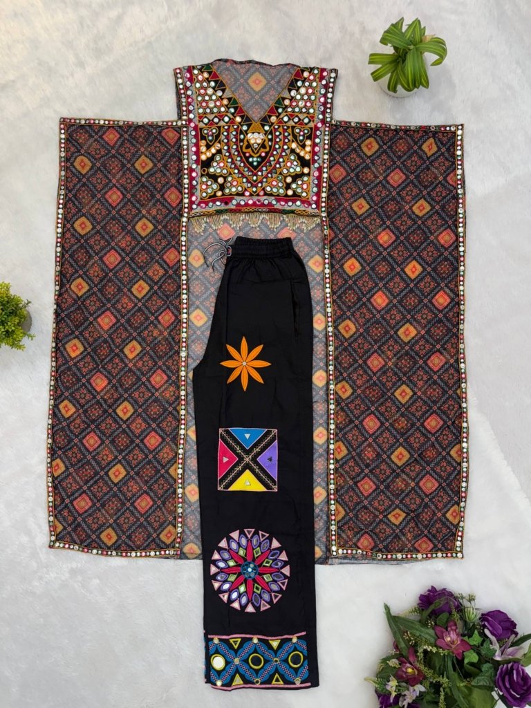 Royal Mirror Work Cape Style Ethnic Co-Ord Set