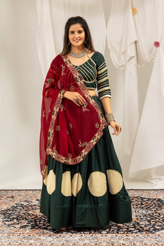 Royal Zari Dot Print Lehenga Choli with Designer Dupatta