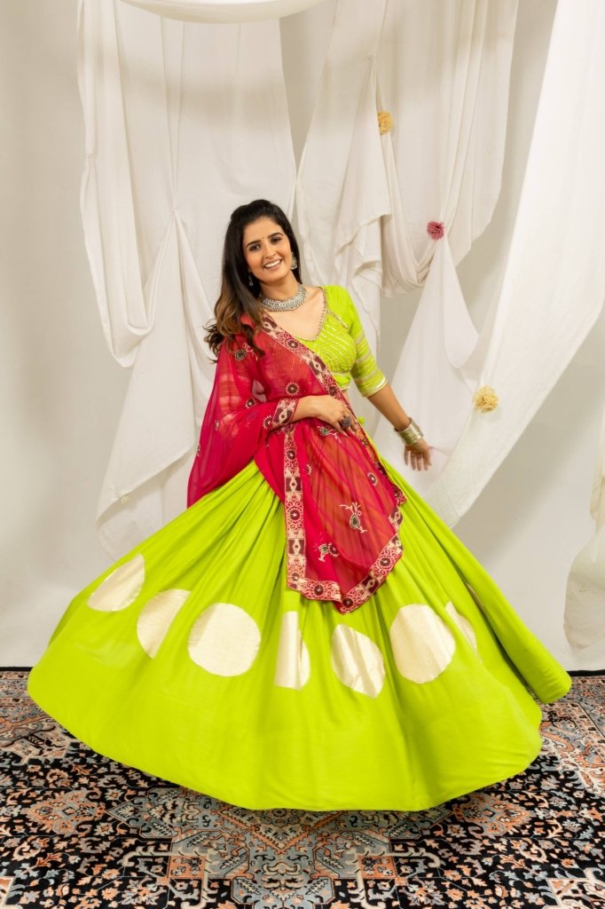Royal Zari Dot Print Lehenga Choli with Designer Dupatta