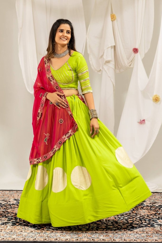 Royal Zari Dot Print Lehenga Choli with Designer Dupatta