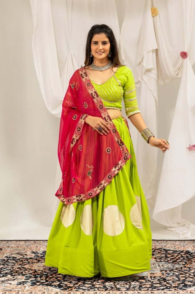 Royal Zari Dot Print Lehenga Choli with Designer Dupatta