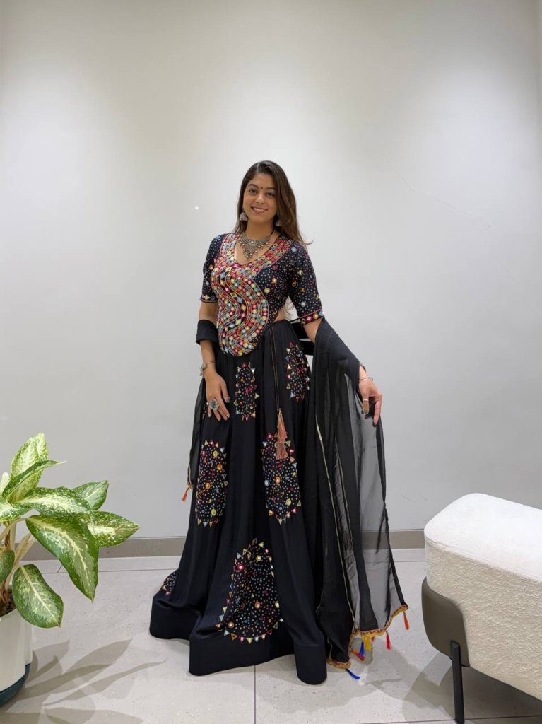 Premium Black Multicolour Mirror Work Designer Lehenga Choli