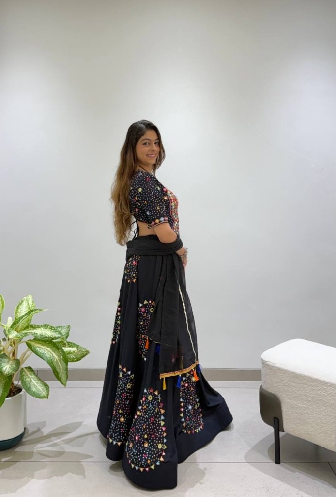 Premium Black Multicolour Mirror Work Designer Lehenga Choli