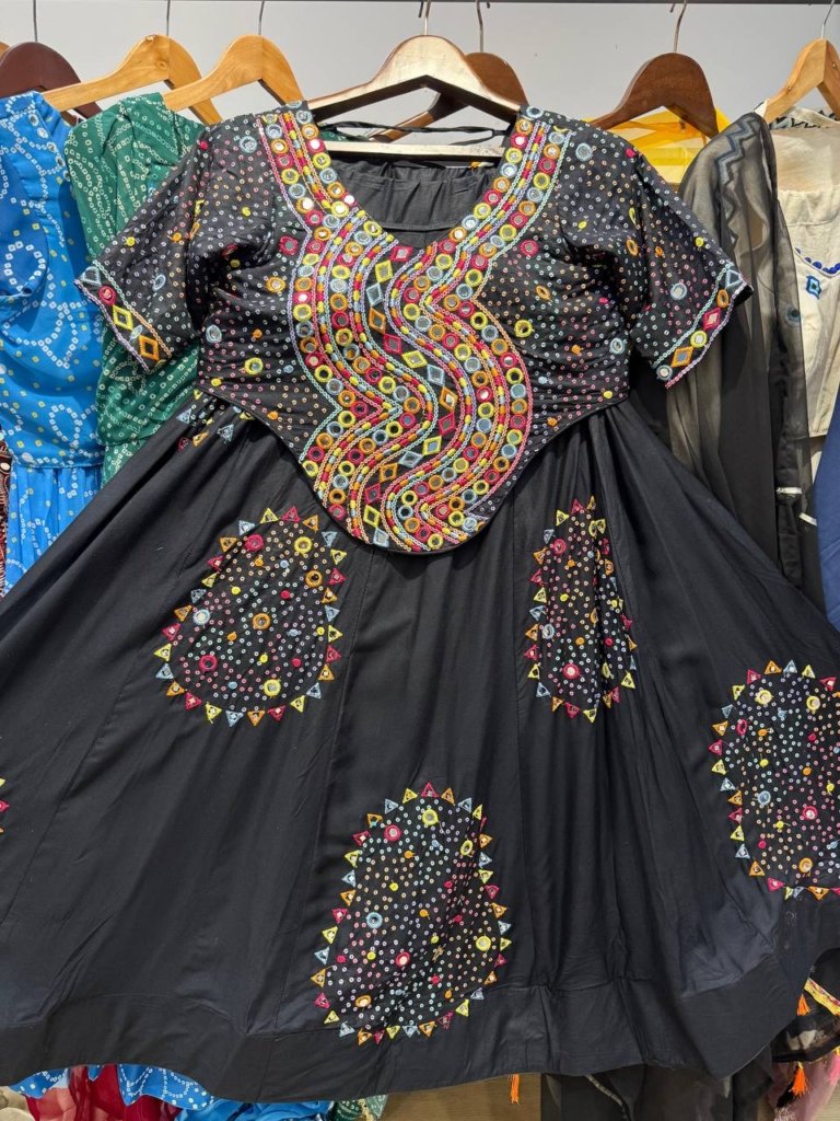 Premium Black Multicolour Mirror Work Designer Lehenga Choli