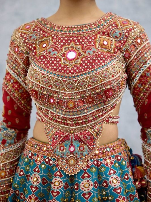 Utsavika Royal Multicolor Mirror Work Designer Lehenga Choli – view 15