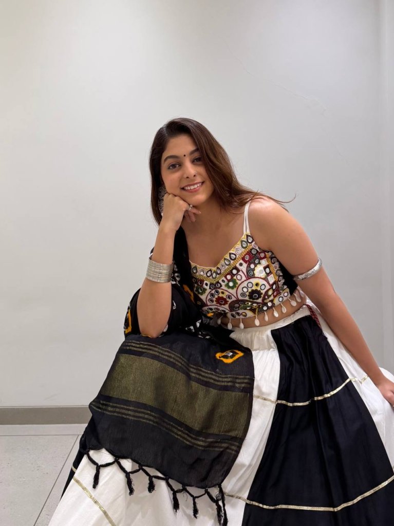 Black & White Mirror Work Embroidered Designer Lehenga Choli Set