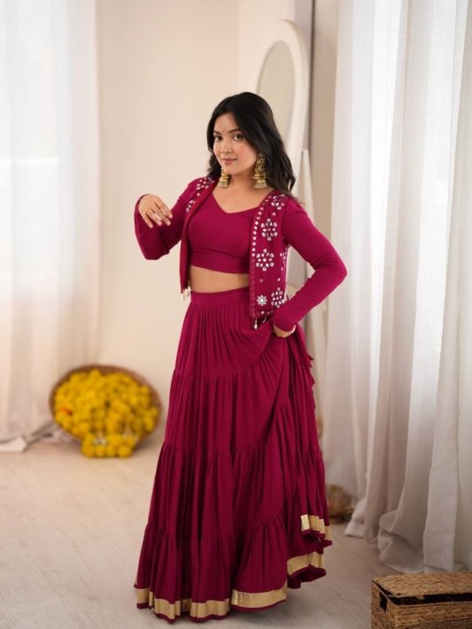 Regal Burgundy Festive Designer Lehenga Set