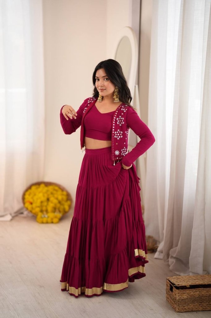 Regal Burgundy Festive Designer Lehenga Set
