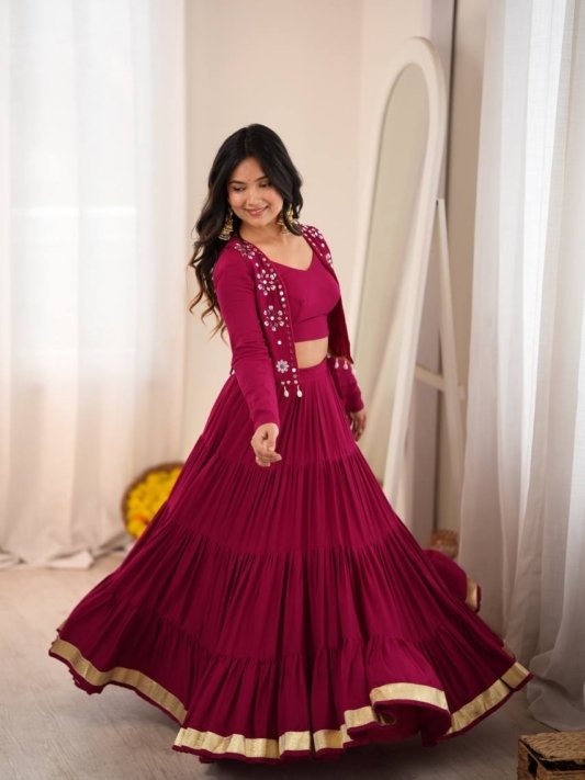 Regal Burgundy Festive Designer Lehenga Set