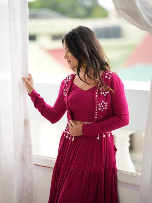 Regal Burgundy Festive Designer Lehenga Set