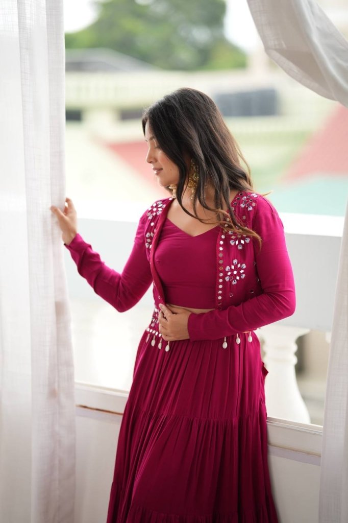 Regal Burgundy Festive Designer Lehenga Set