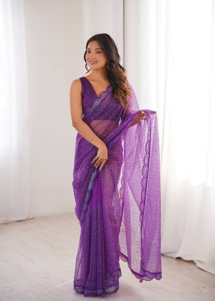 Majestic Purple Luxury Party Wear Saree