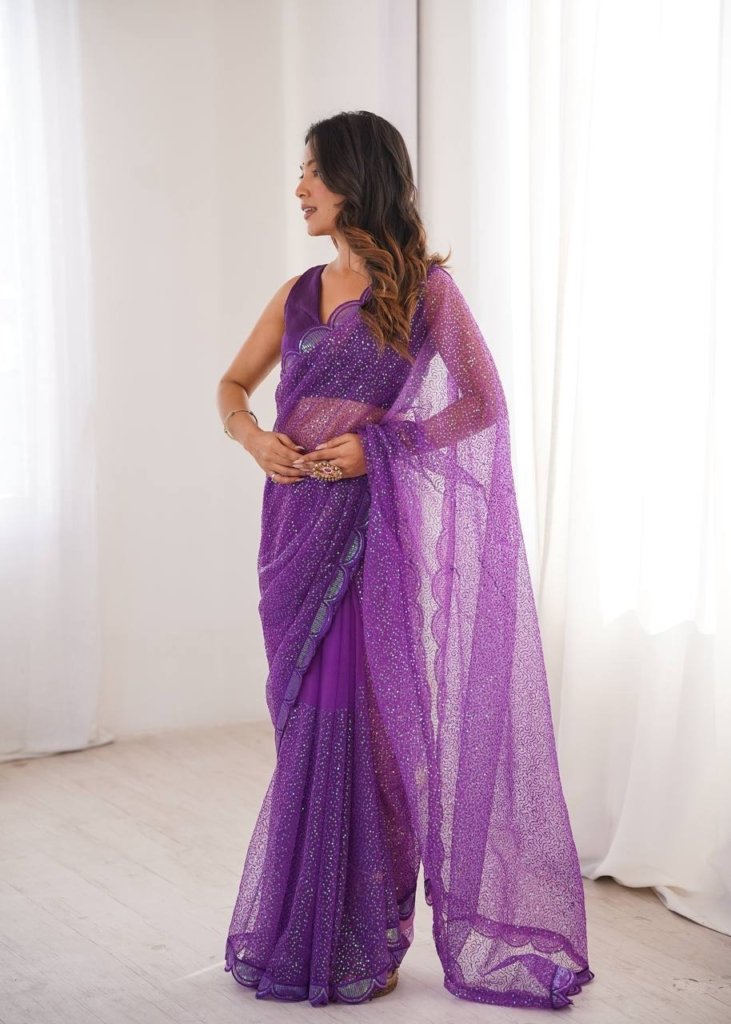 Majestic Purple Luxury Party Wear Saree