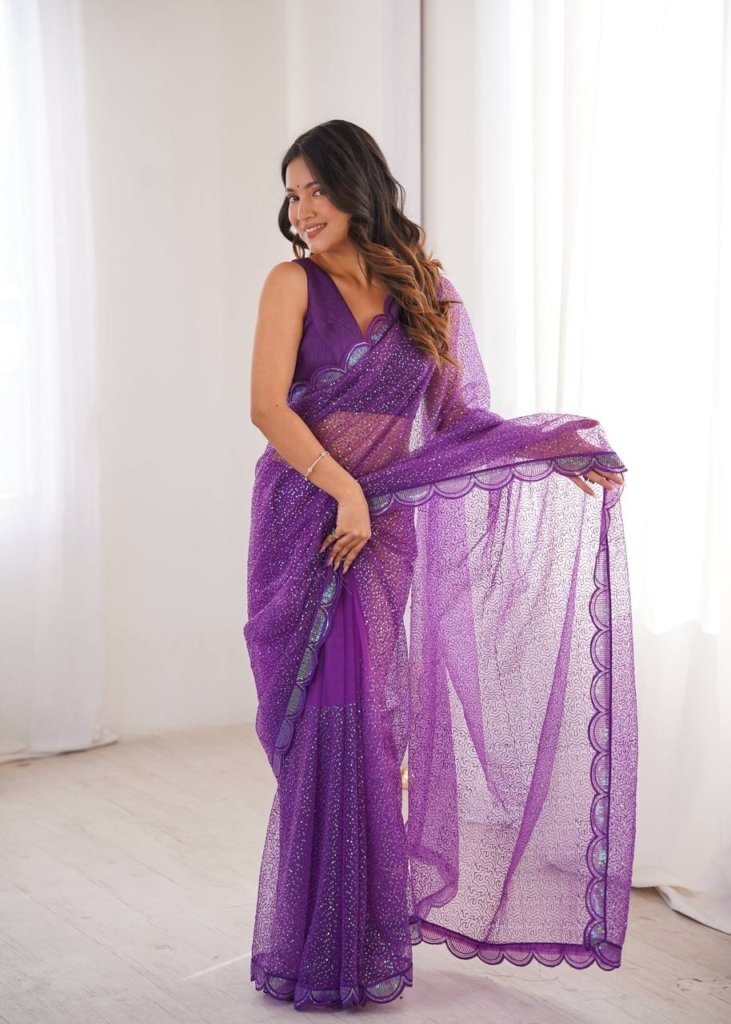 Majestic Purple Luxury Party Wear Saree