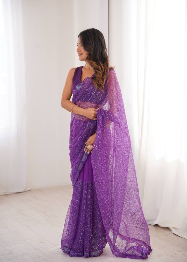 Majestic Purple Luxury Party Wear Saree