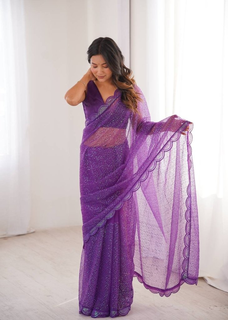 Majestic Purple Luxury Party Wear Saree