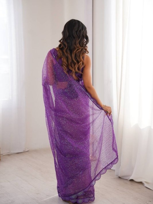 Majestic Purple Luxury Party Wear Saree