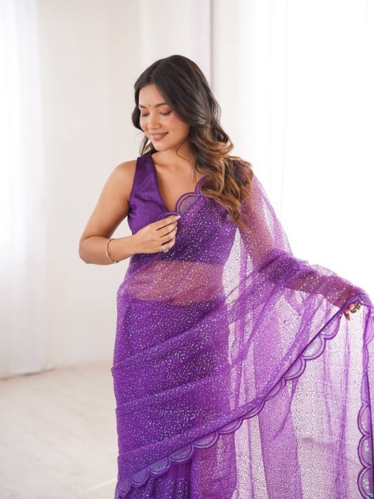 Majestic Purple Luxury Party Wear Saree