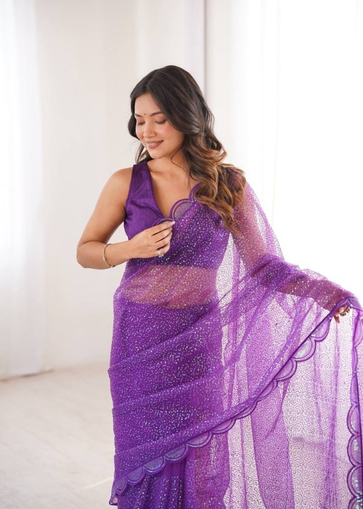 Majestic Purple Luxury Party Wear Saree