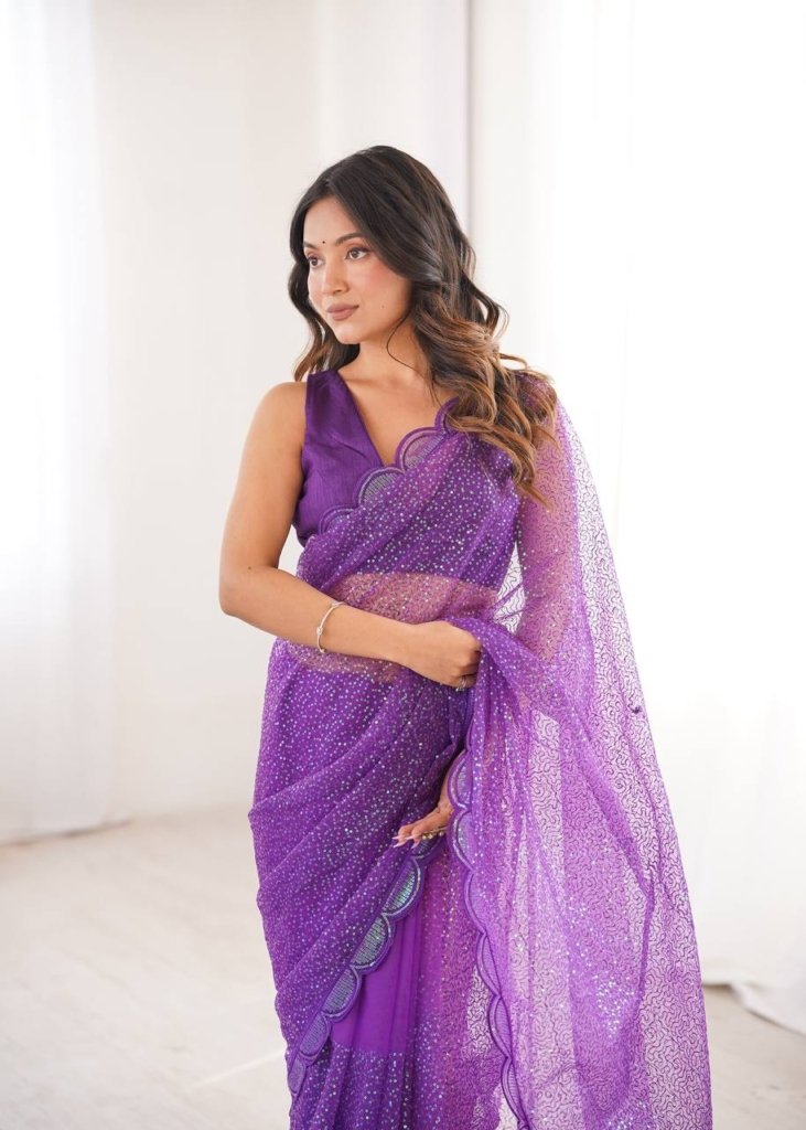 Majestic Purple Luxury Party Wear Saree