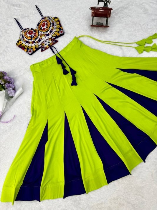 Navratri Best Green Purple combination chaniya choli – view 8