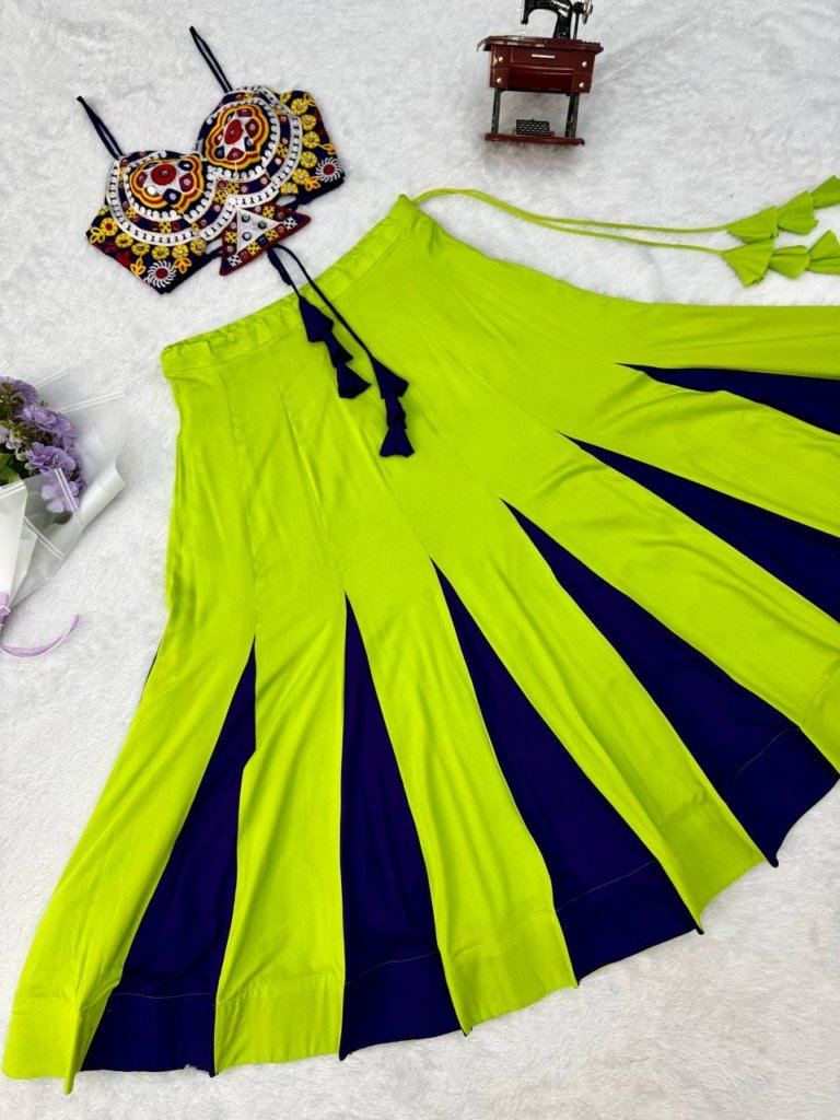 Navratri Best Green Purple combination chaniya choli