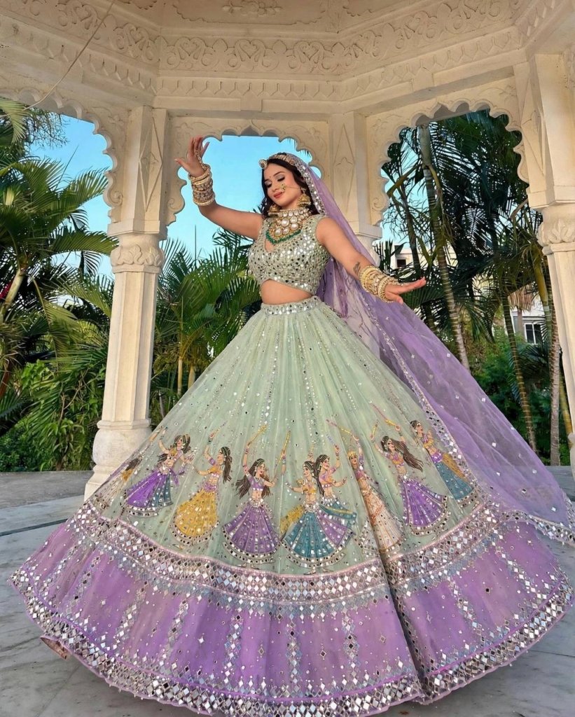 Pink Mirror Work Chaniya Choli
