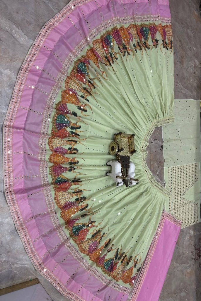Pink Mirror Work Chaniya Choli