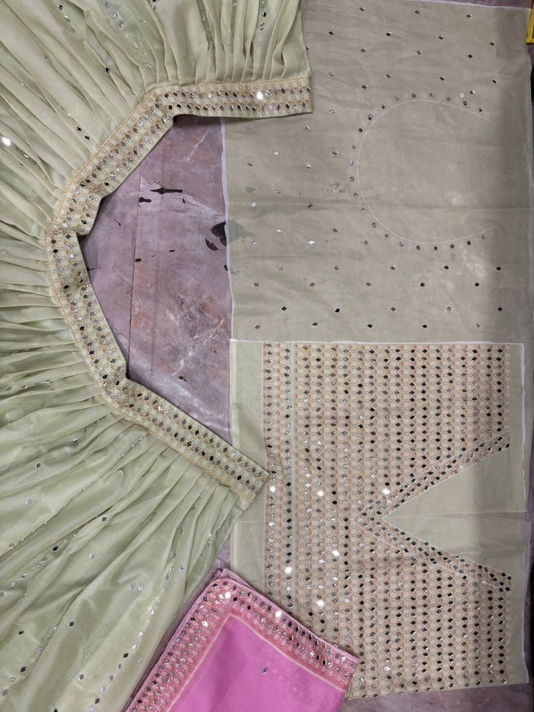 Pink Mirror Work Chaniya Choli
