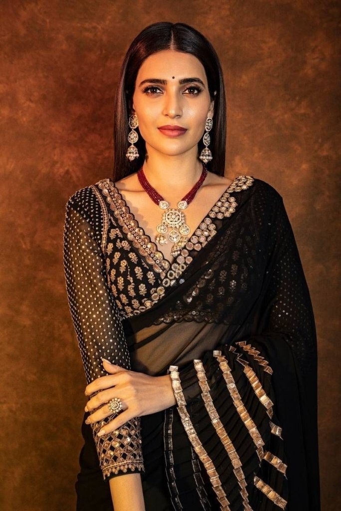 BOLLYWOOD SARI SEQUINS CRUSH PLEATED SAREE