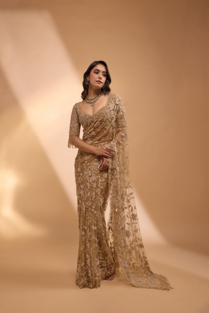 Wedding Collection Golden Mist Embellished Saree