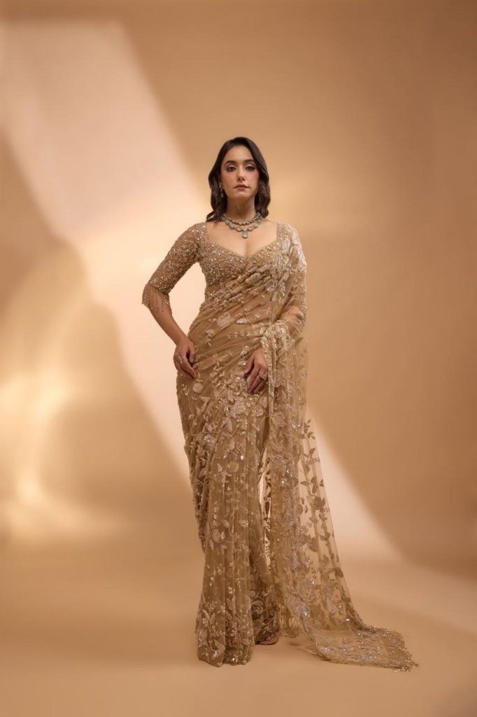 Wedding Collection Golden Mist Embellished Saree