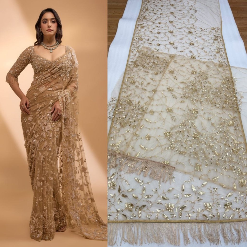 Wedding Collection Golden Mist Embellished Saree