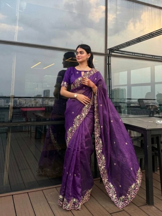 Diwali Festival Best Saree For Premium Purple Colour