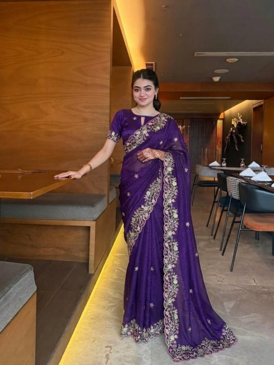 Diwali Festival Best Saree For Premium Purple Colour