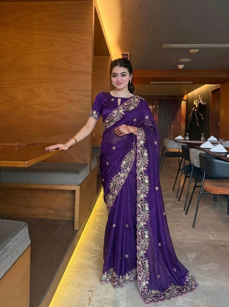 Diwali Festival Best Saree For Premium Purple Colour